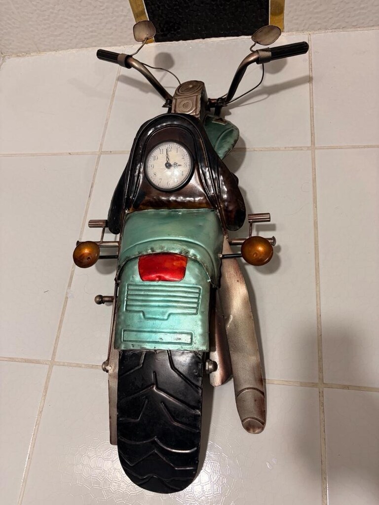 el yapımı eskilerden koleksıyonluk motorsiklet duvar saati Dekor ürün - 3