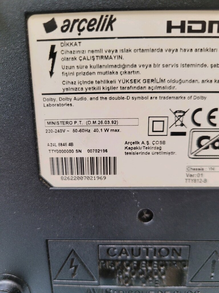 Arçelik Ekranı kırık televizyon A24L 5845 4B - 3