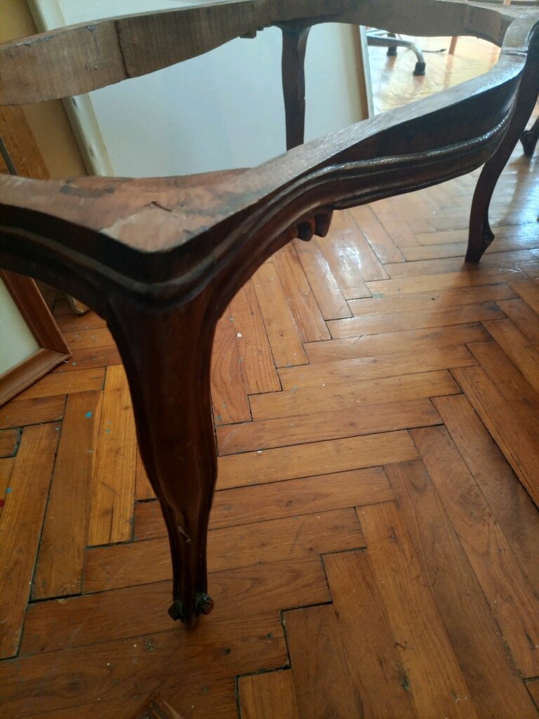 Vintage Louis XV Ahşap Sehpa İskeleti – Cabriole Bacak – 87 cm - 5