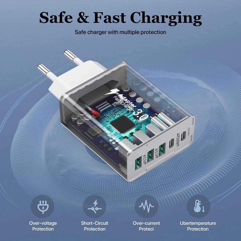 paket USB şarj cihazı, çoklu, 50 W cep telefonu şarj cihazı - 3