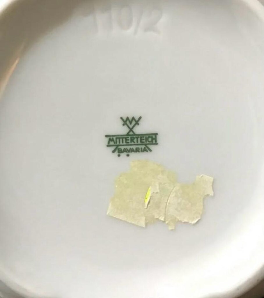 Alman Bavaria Antika El Boyama Porselen Çay Potu & BÜYÜK BOY - 3