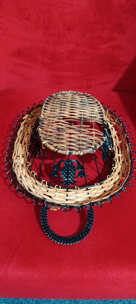 Perforje el yapımı tel metal üzüm desenli sepet 45×30.cm derinlik 10cm - 4