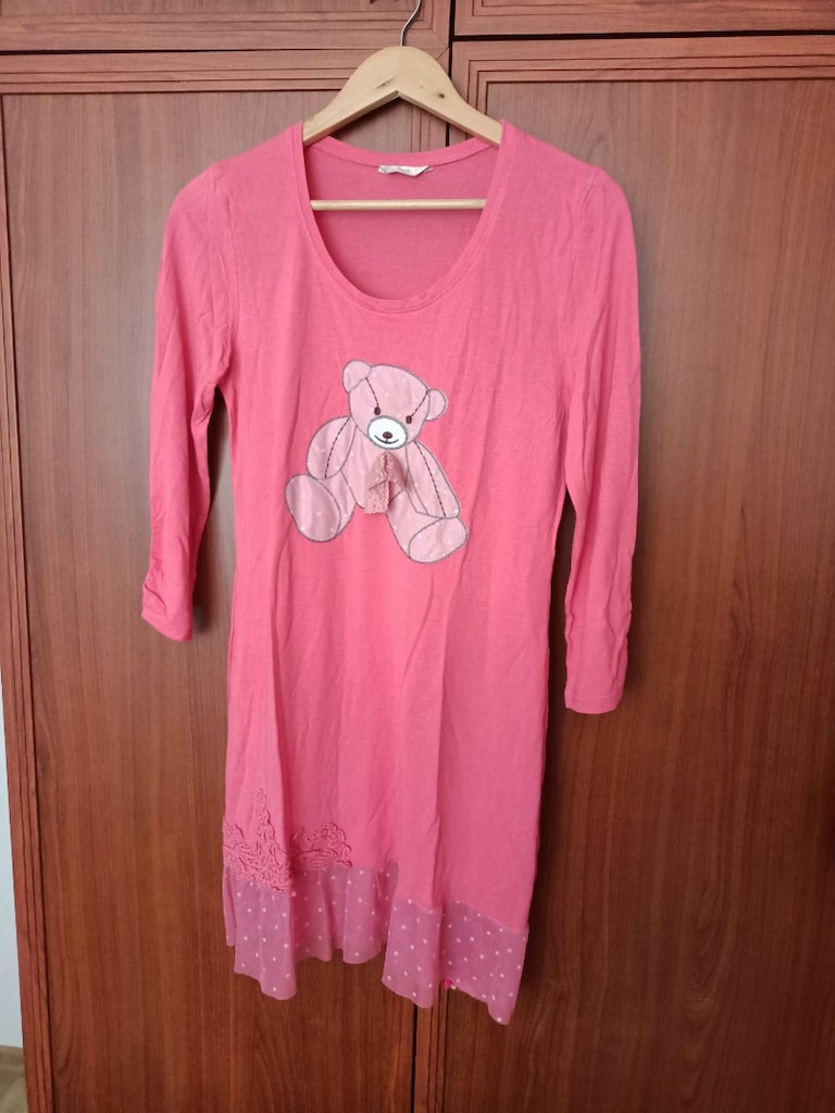 Pembe Ayıcık Desenli Rahat gecelik