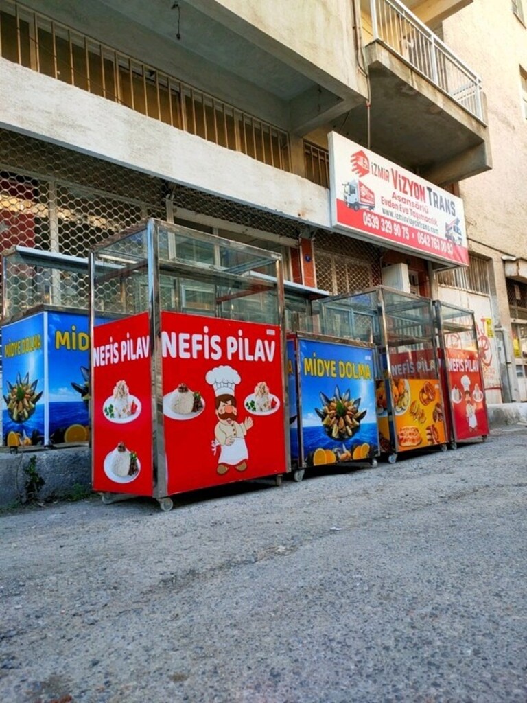 seyyar sulu ısıtmalı midye pilav börek arabası midye dolma tezgahı - 6