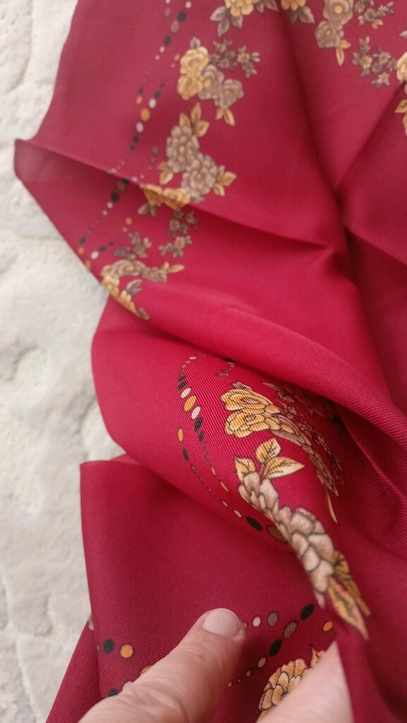 bordo çiçekli eşarp - 5