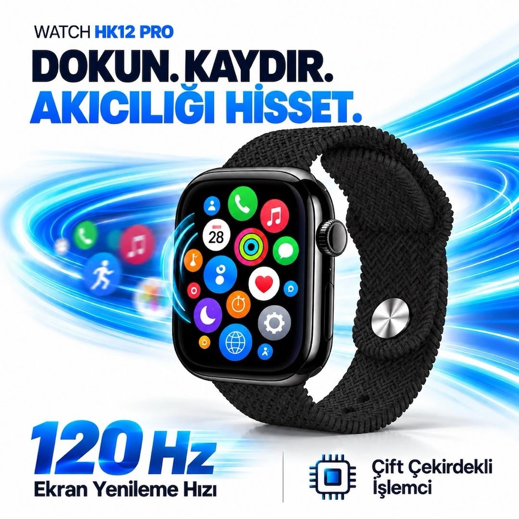HK12 Pro 46MM YEMİ SERİ WHATSAP MESAJLAŞMA,7-10 Gün Şarj - 7
