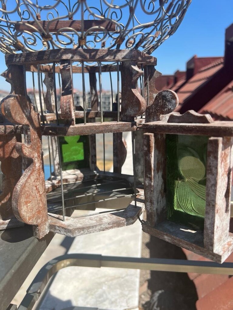 SON FİYAT Vintage Antika Altın Renk Kuş Kafesi Nadir - 8