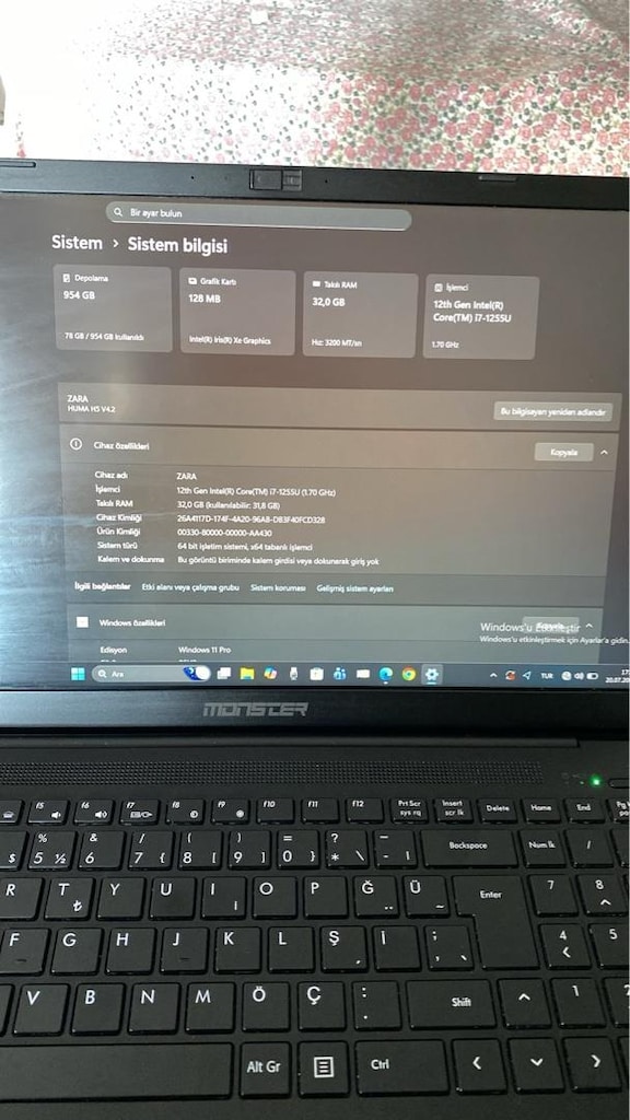 MONSTER HUMA H5 V4.2- İNTEL CORE İ7 -32GB RAM-İNTEL İRİS XE GRAPHİCS - 5