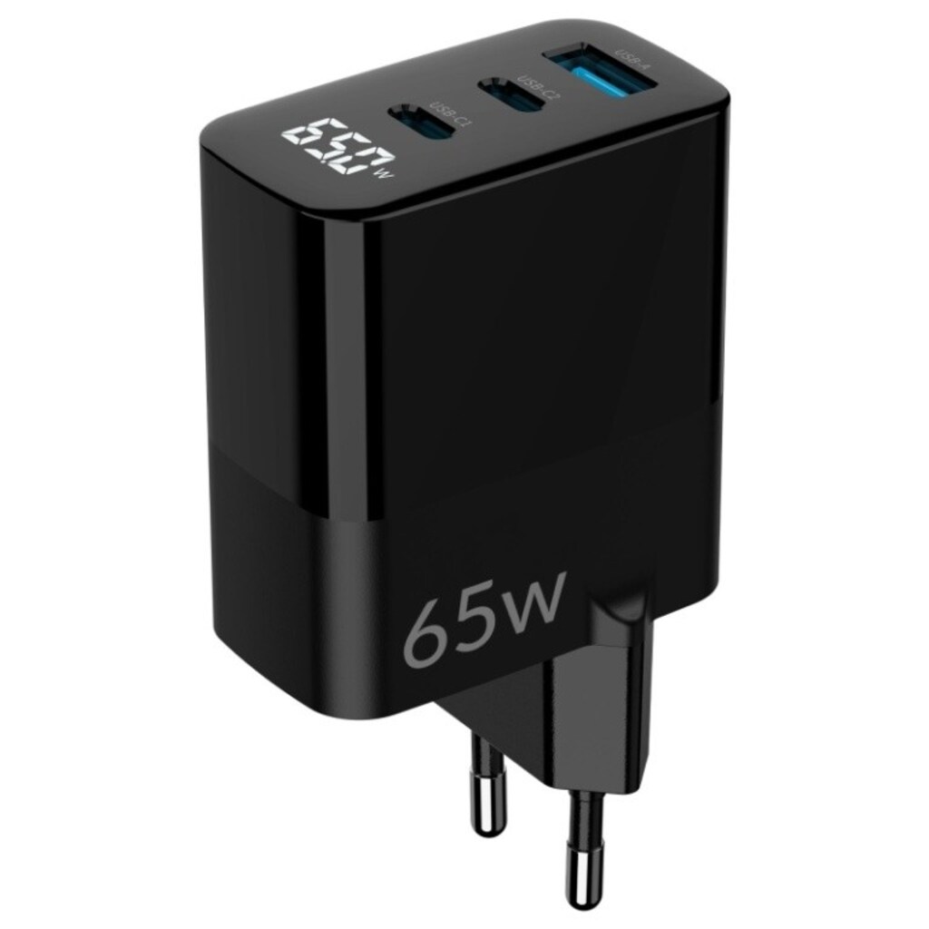 Juo 65W GaN Led Ekranlı Hızlı Şarj Cihazı 2 Type-C + USB-A - 4