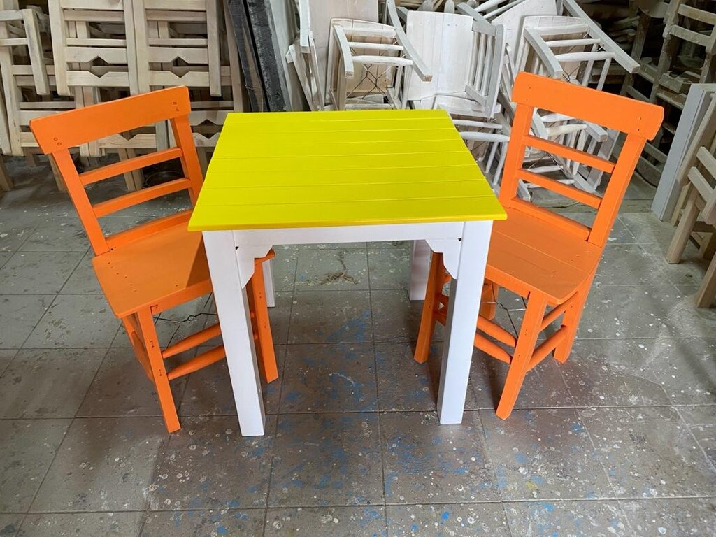 ahşap sandalye tahta sandalyeturıncu sandalye 2 li takım masa imalat - 5