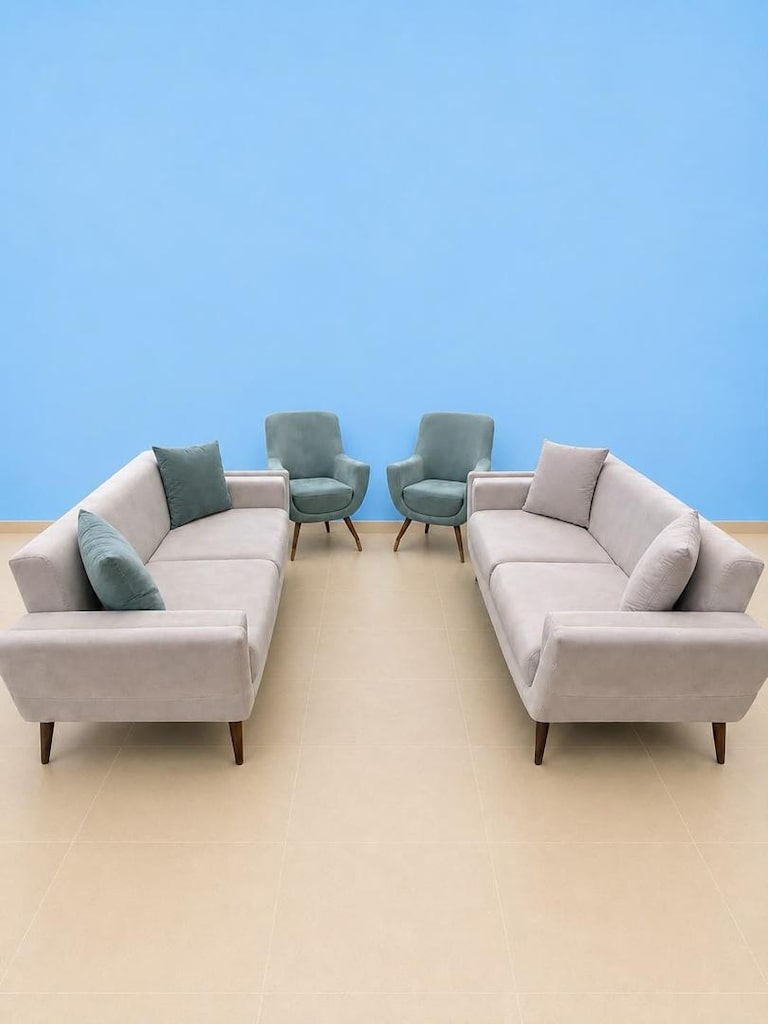 Temiz Modern 3+3+1+1 Koltuk Takımı (Açık Gri & Turkuaz) - 5
