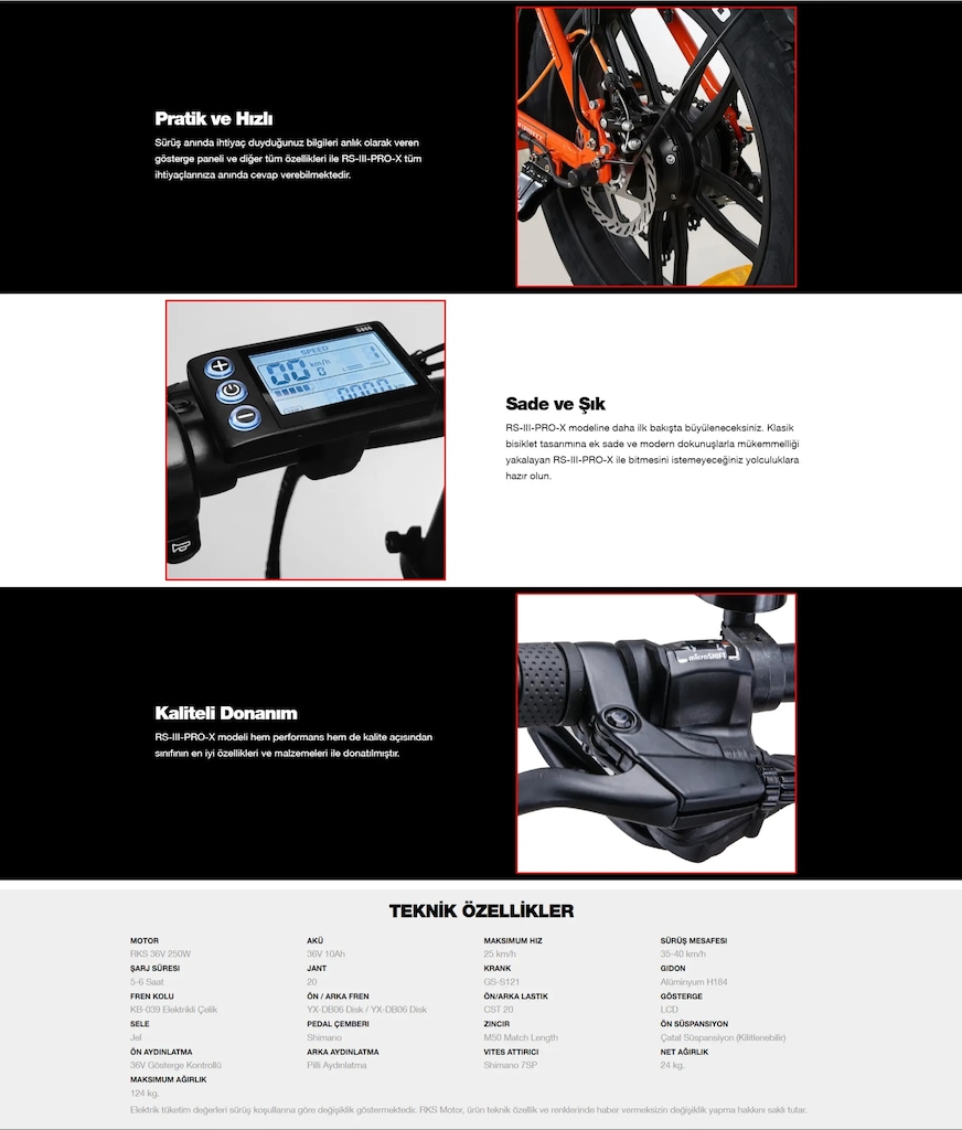 RKS RS3 Pro X Katlanabilir Elektrikli Bisiklet Siyah - 3