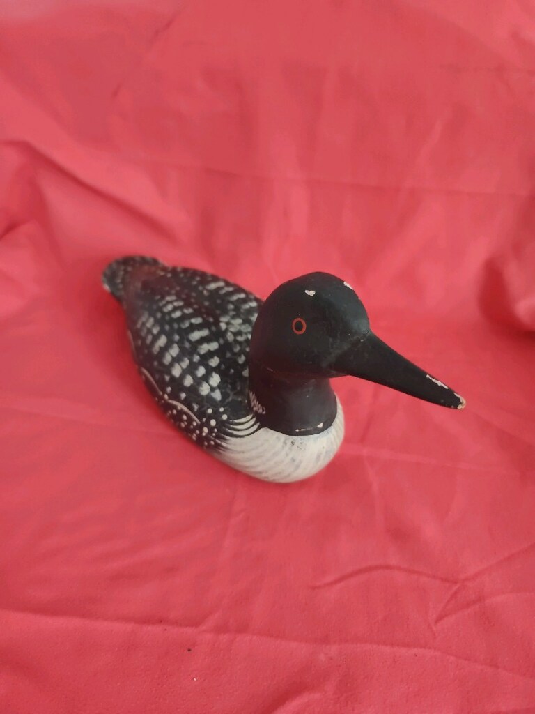 Vintage Tarz El Boyaması Ahşap Ördek / Loon Kuşu Dekoru - 3