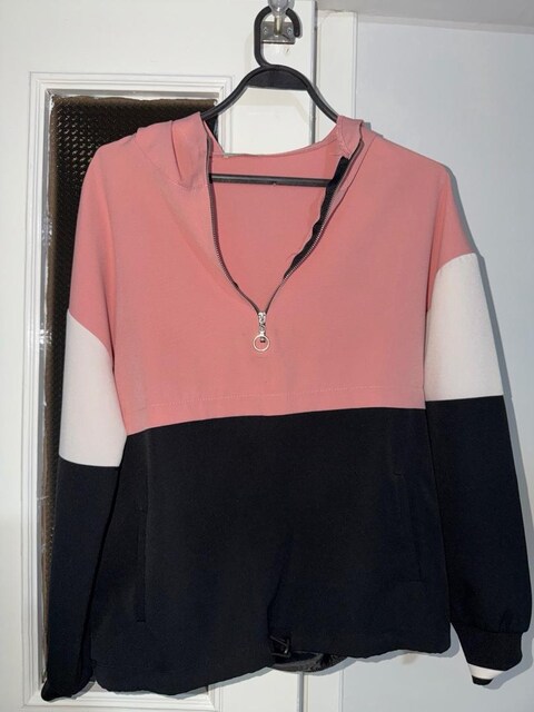 Color Block Yarım Fermuarlı Sweatshirt