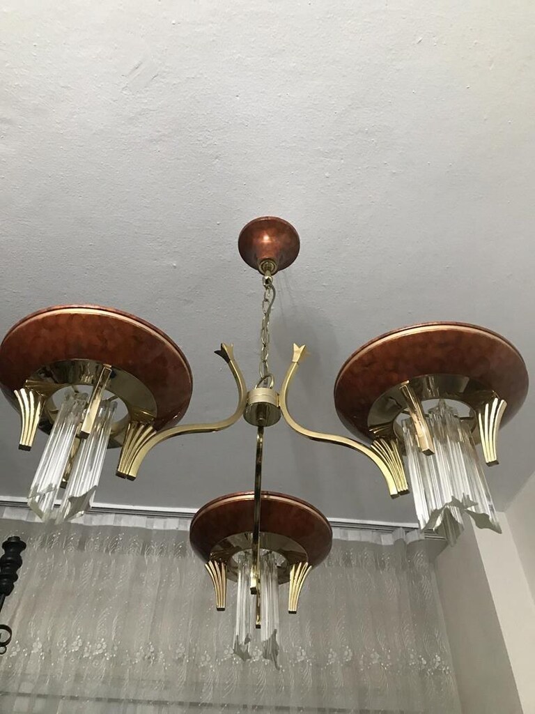 Vintage İtalyan Murano Kristalli Avize - 6