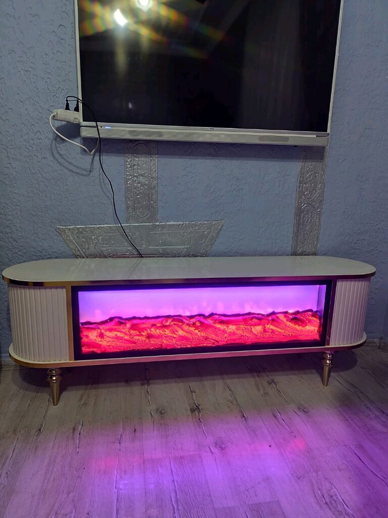 imalattan şömineli 3 efekt li kumandalı Bluetooth lu müzikli TV sehpas - 2