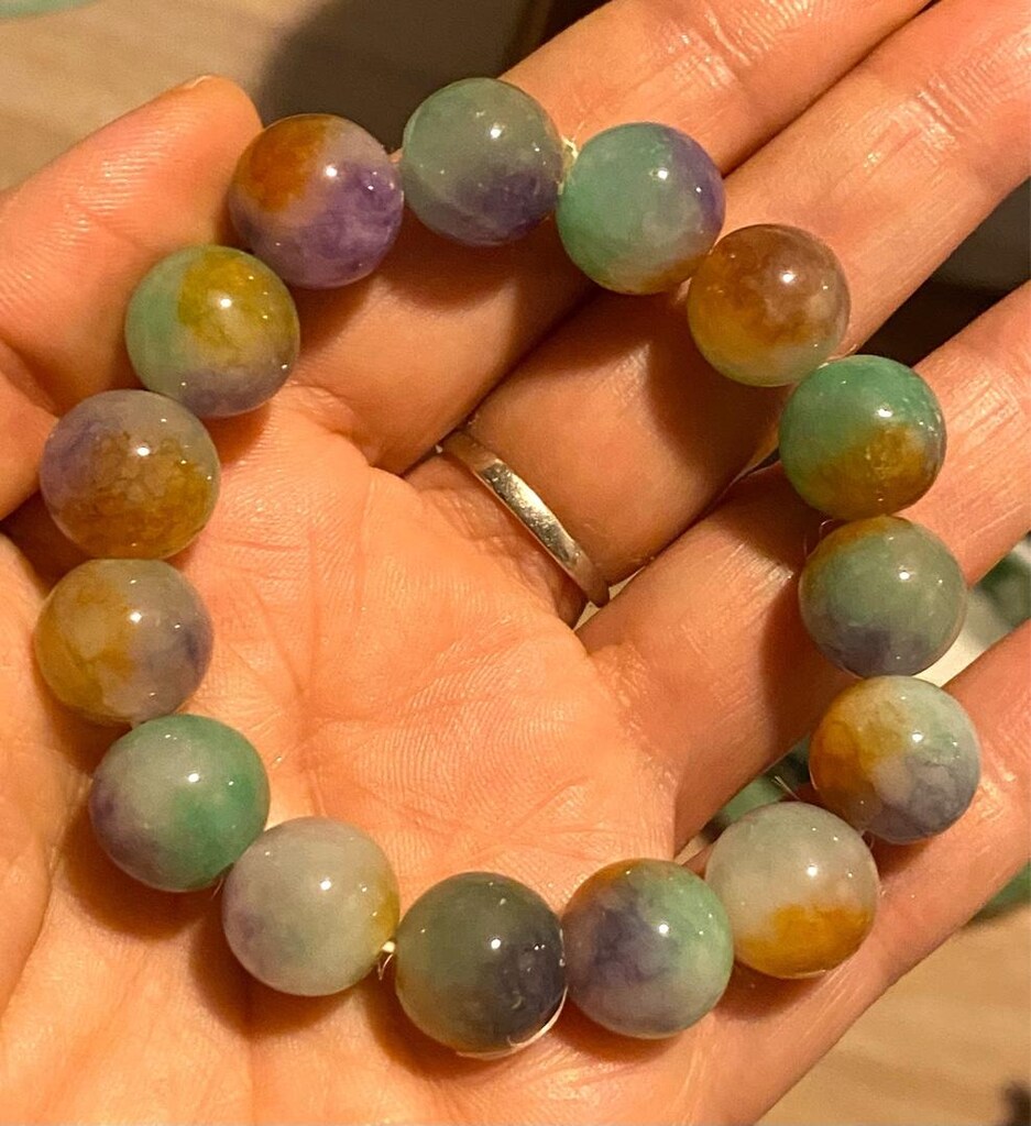 Yeşim Taşı ( Jade ) Multicolor Doğaltaş Bileklik - 11