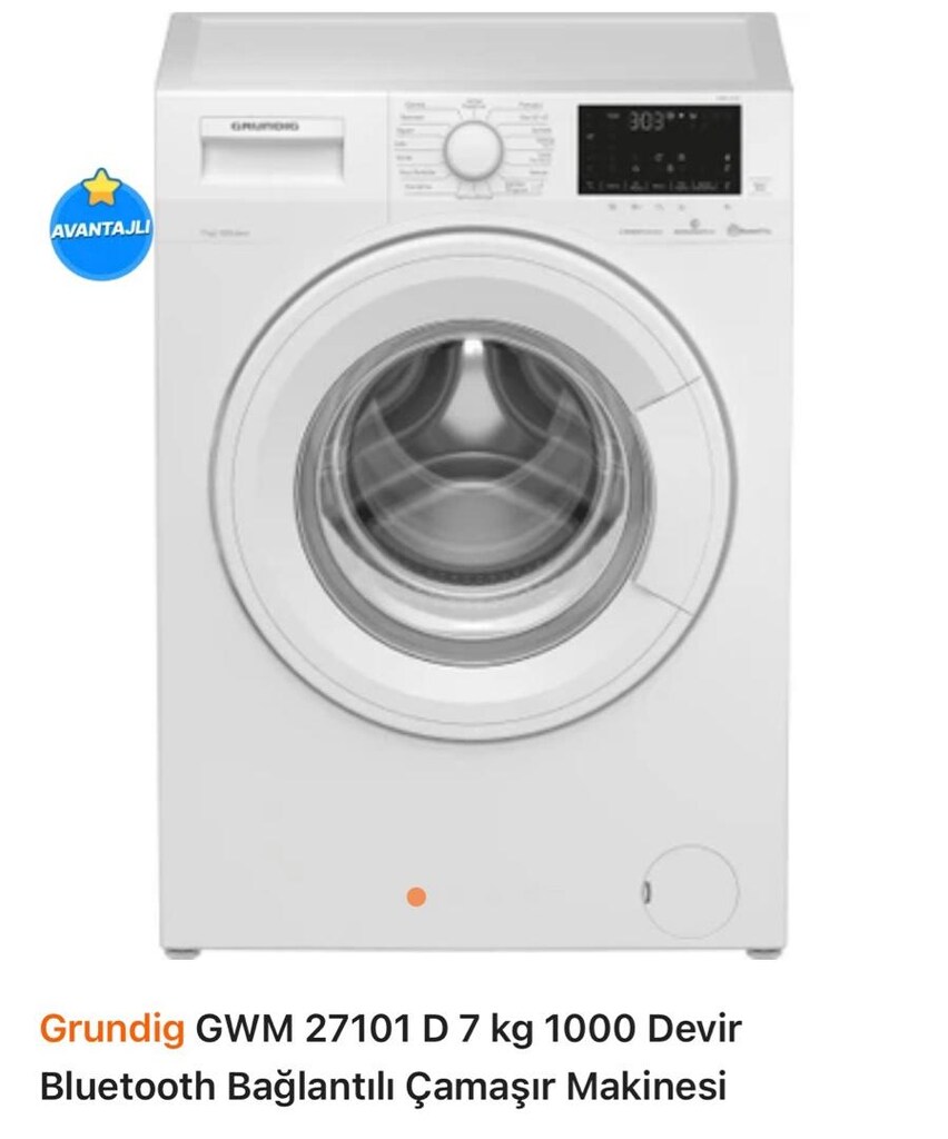 Grunding GWM 271017 1000 Devir Bluetooth Bağlantılı Çamaşır Makinesi