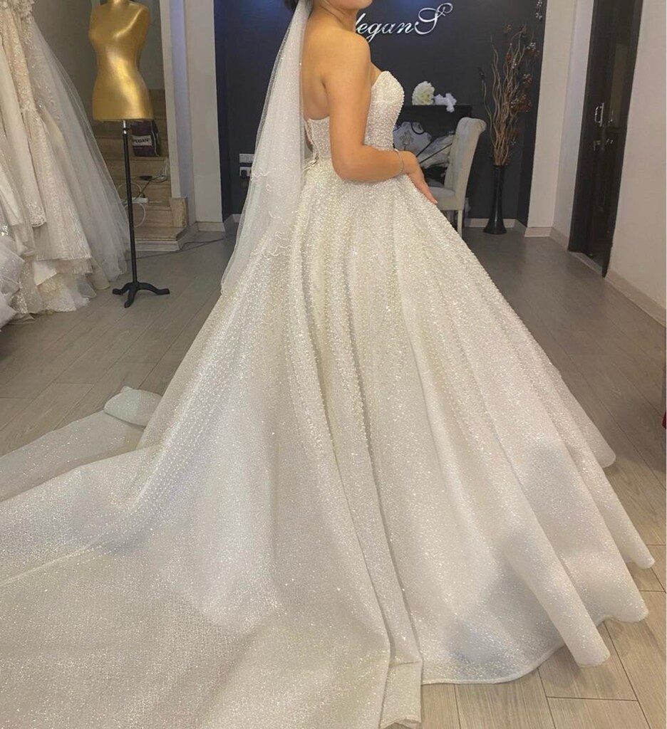 PRENSES MODEL TAŞLI ÖZEL DİKİM GELİNLİK - 6