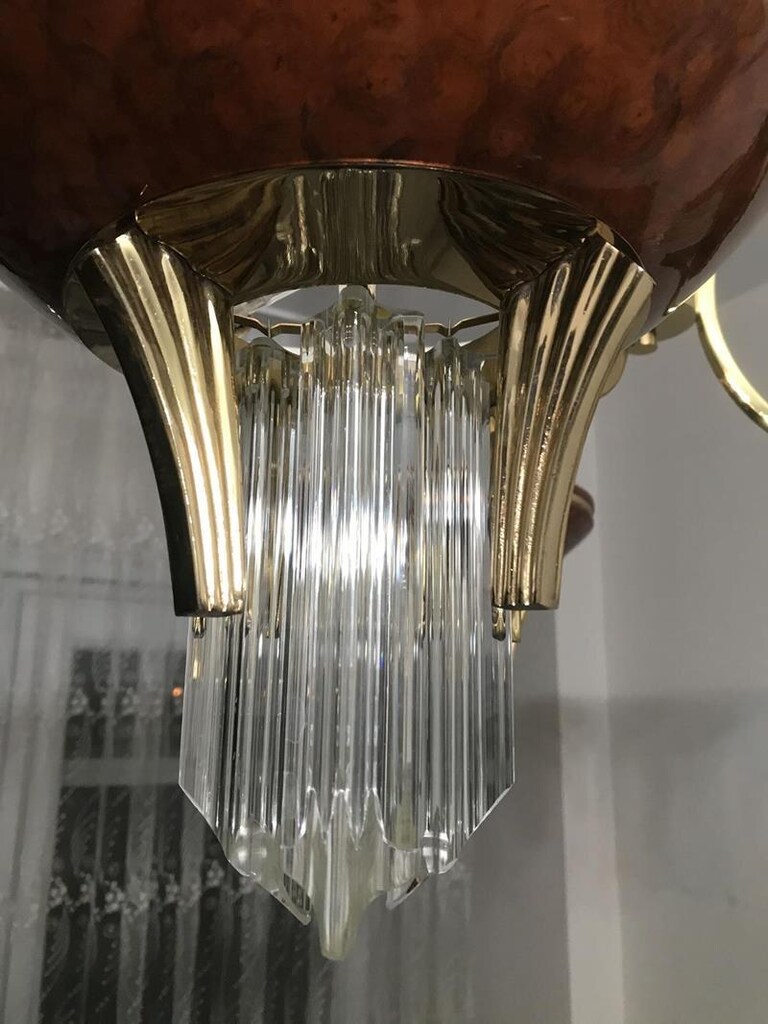 Vintage İtalyan Murano Kristalli Avize - 9