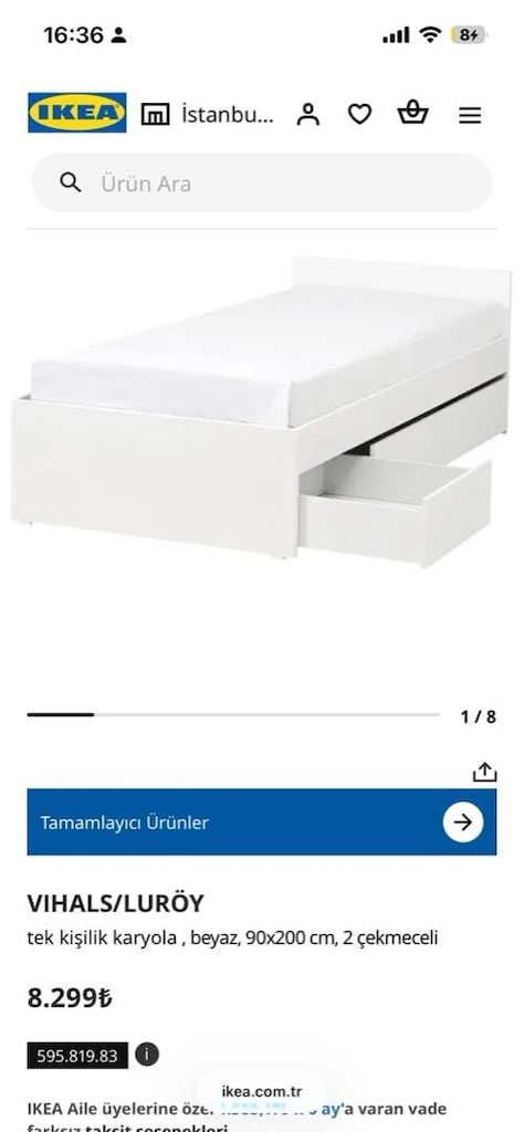IKEA VIHALS/LURÖY Tek Kişilik Karyola (90x200) – 2 Çekmeceli - 2