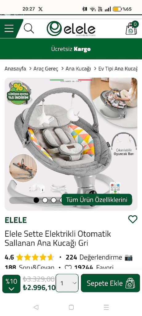 OTOMATİK SALLANAN ANA KUCAĞI BEŞİK