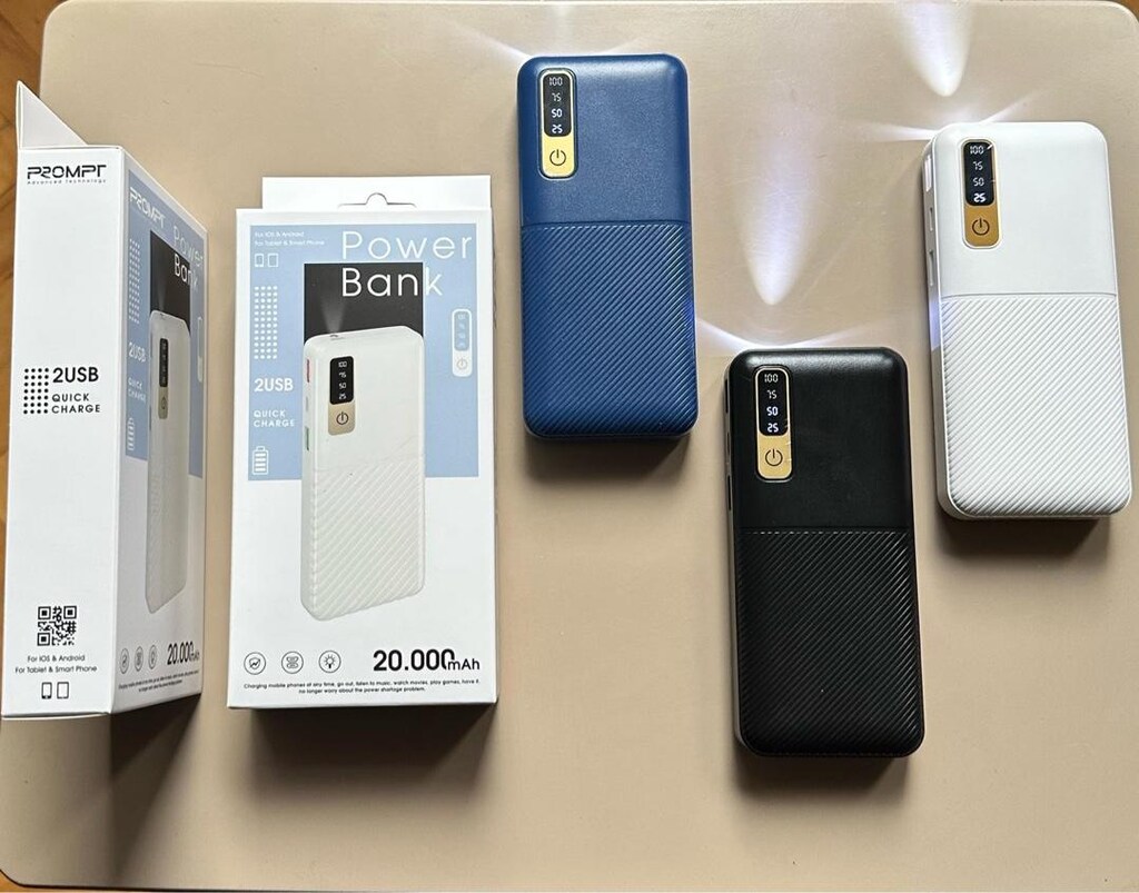 TOPTAN 20.000 mAh Powerbank LED FENERLİ (BEYAZ) - 2