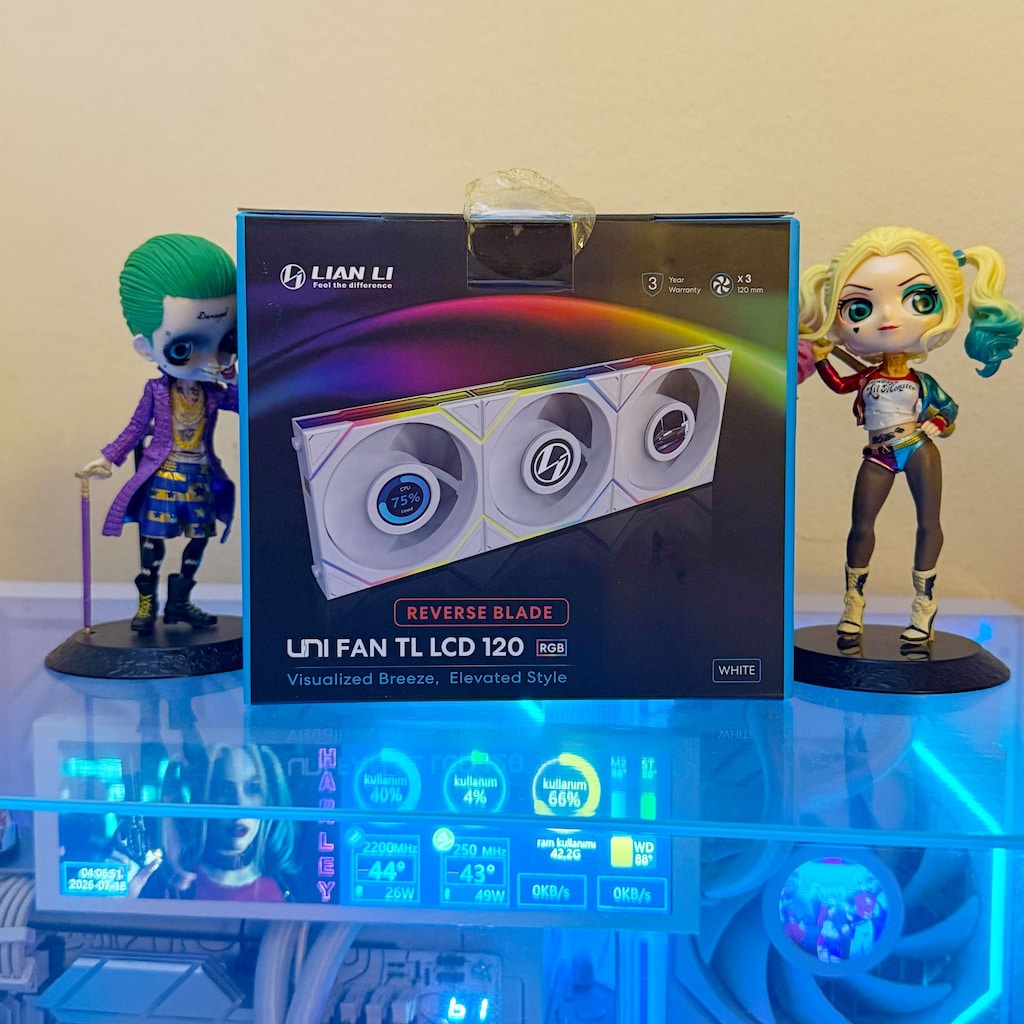 LIAN LI UNI FAN TL LCD 120 RGB WHITE REVERSE BLADE – 3'LÜ PAKET - 2