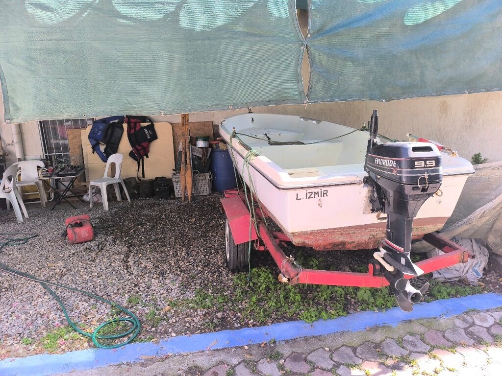 polyester kayık, Römork 9,9 evinrude kısa şaft 2 zamanlı - 3