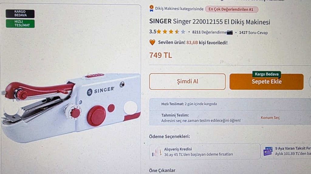 Singer el dikiş makinası. Sıfır kutusunda. - 17