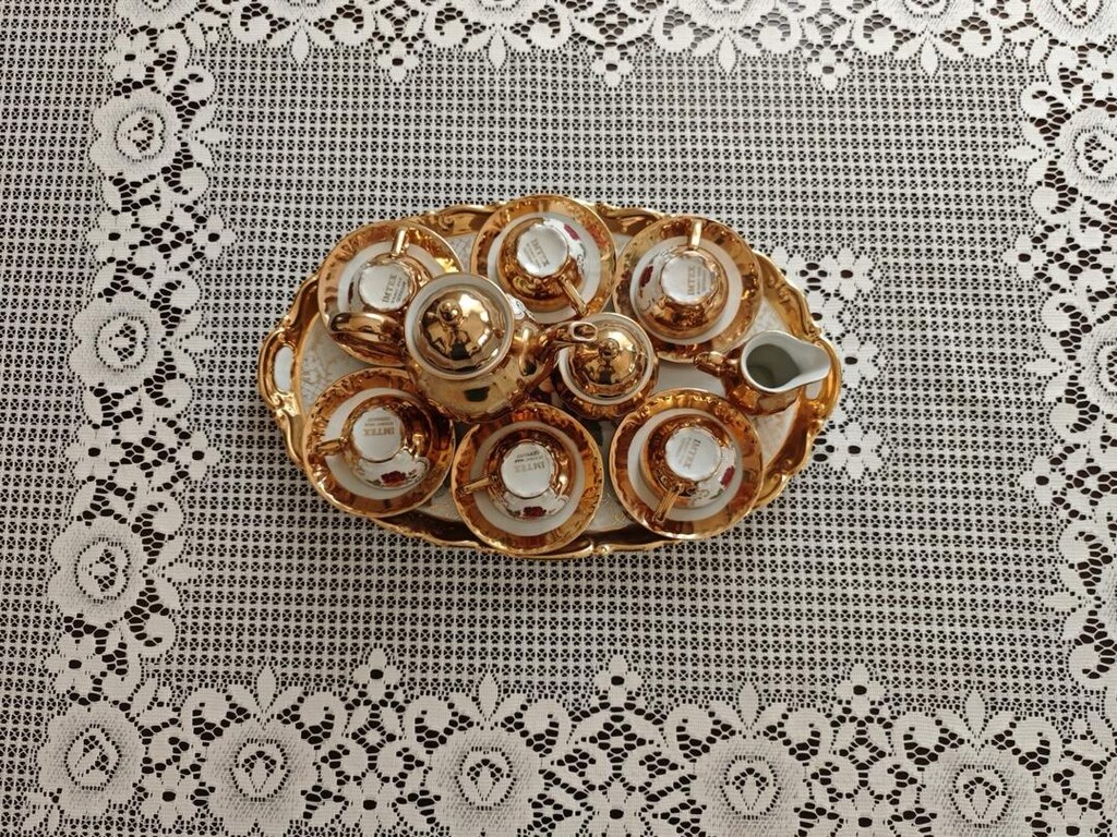 24 karat Orijinal Alman FİNCAN DEMLİK TEPSİ ANTİKA & NOSTALJİ - 7