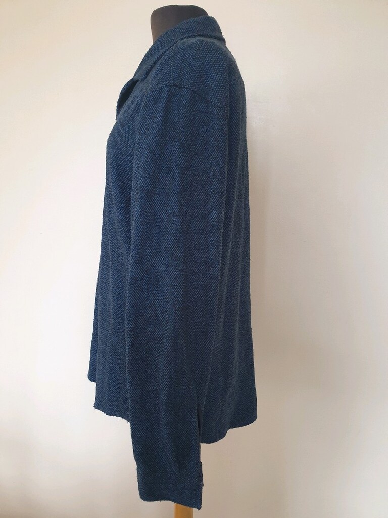 Erkek Tweed Oduncu Gömleği mavi ve Siyah İplikten dokunmuştur. - 3