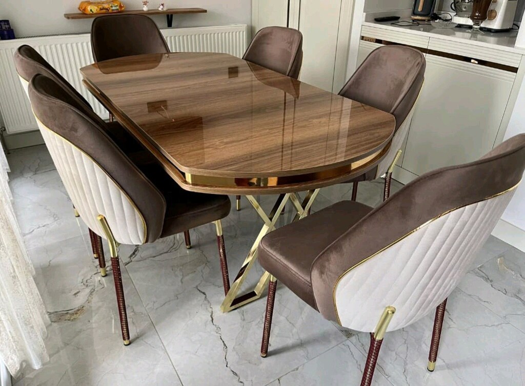 LÜX KALİTELİ HAYGLAS MDF MASA VE 6 ADET LÜX SANDALYE - 4