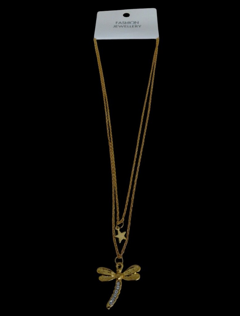 Yıldız Detaylı Arılı Gold Tasarım Kolye - 5
