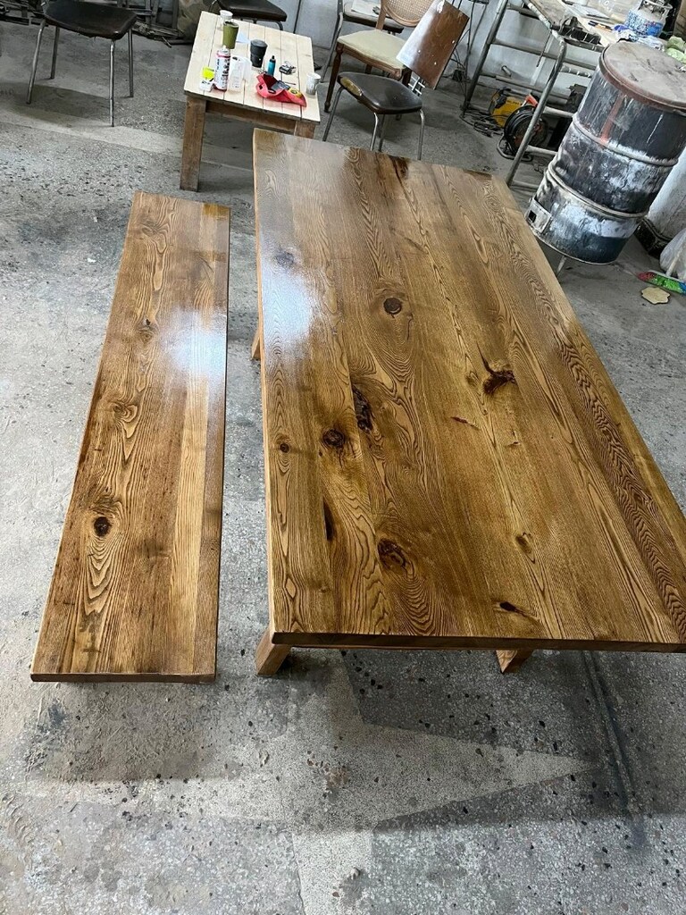 doğal kestane ahsap masa ve bench - 3