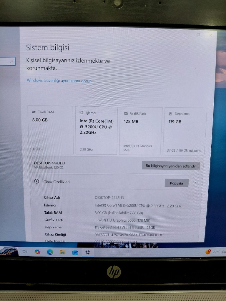 HP 12.5 İNÇ SSDLİ 5.NESİL FHD ÇÖZÜNÜRLÜKLÜ LAPTOP! - 8
