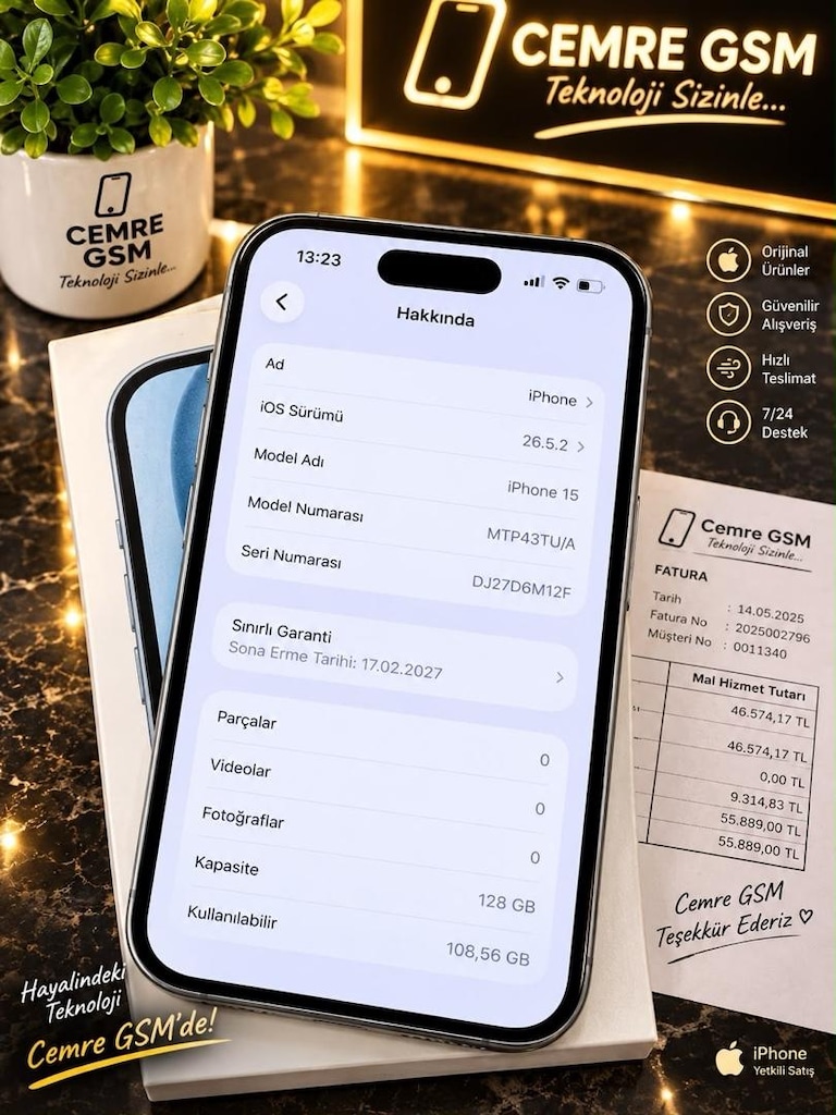 İPHONE 15 128 GB PİL 87 TR ORJINAL 4.5 AY GARANTİLİ HATASIZ - 5