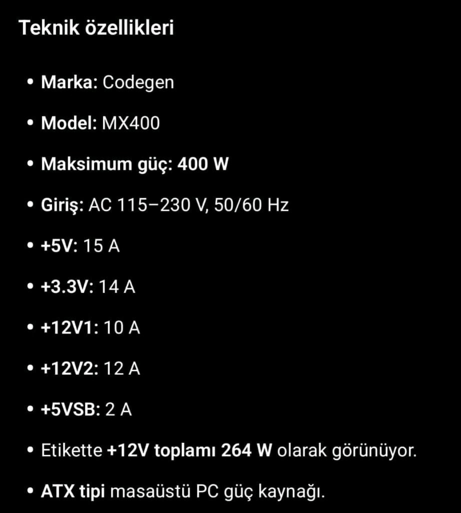 codegen MX400 power supp - 4
