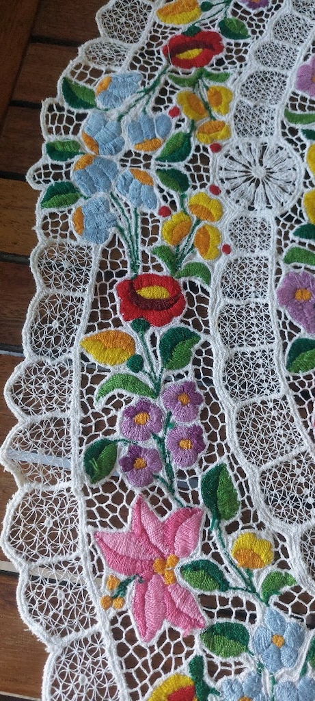 AVRUPA NAKIS BOBIN DANTELI VİNTAGE ÖRTÜ 82/47CM SİFİR SANDİKTAN - 6