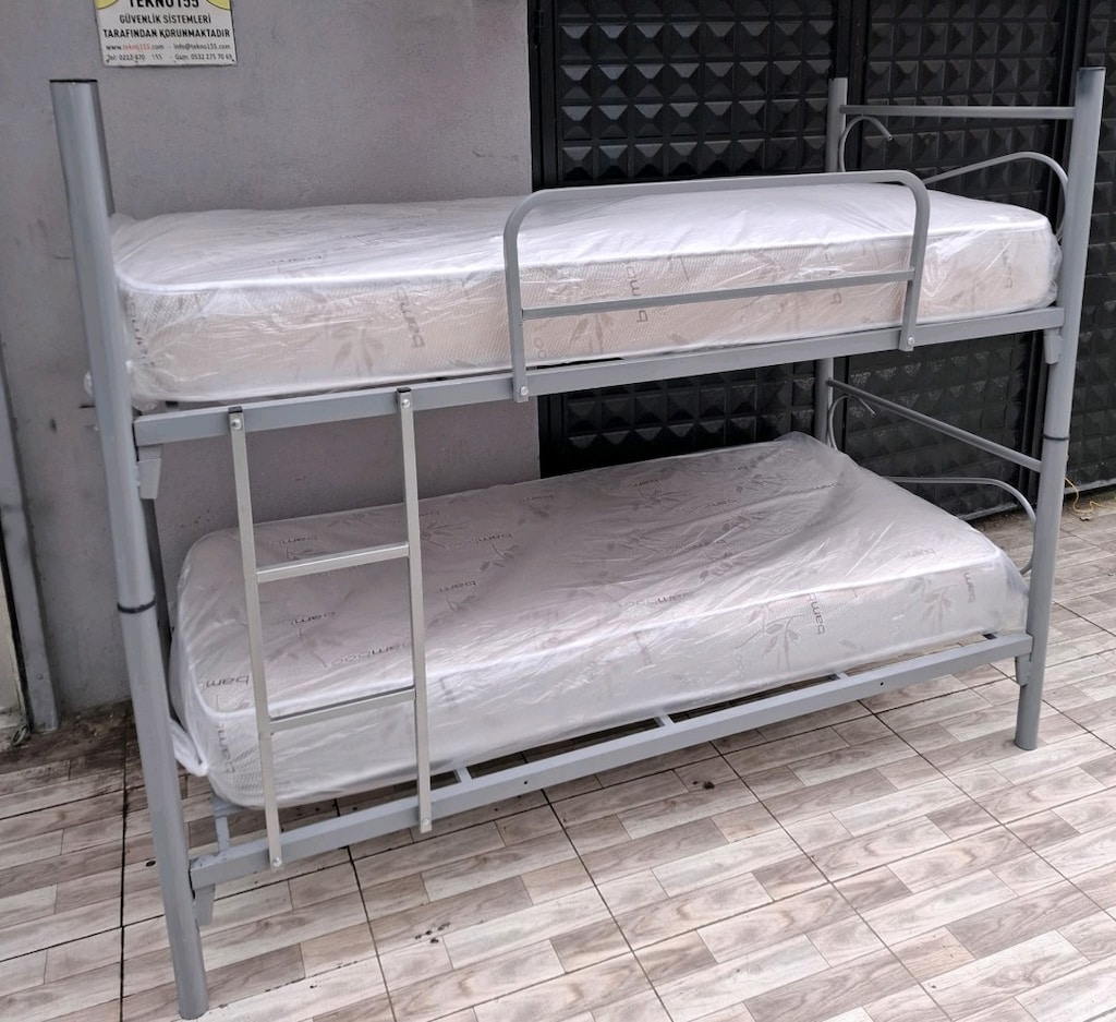 AYRILABİLİR METAL GRİ RANZA IKI YATAK AYNI GÜN ÜCRETSİZ TESLİMAT - 4