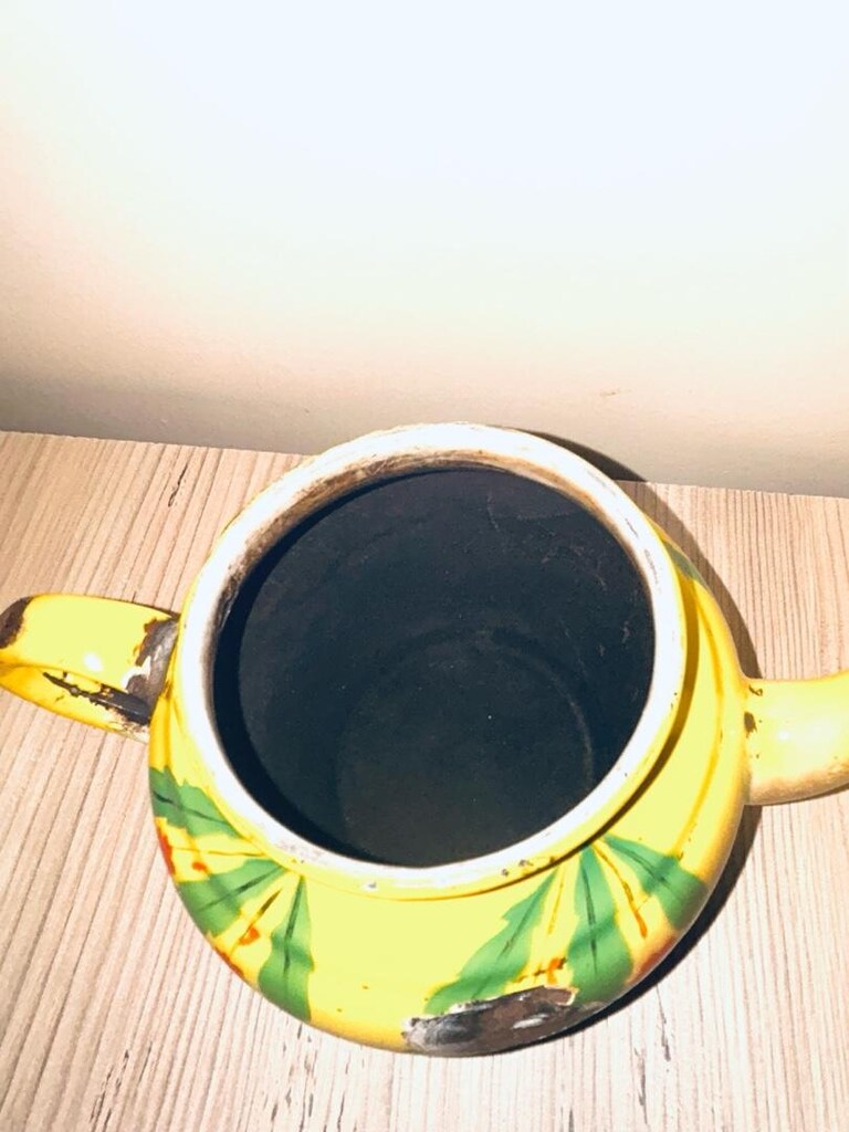 El Boyama Vintage Emaye Çaydanlık. - 5
