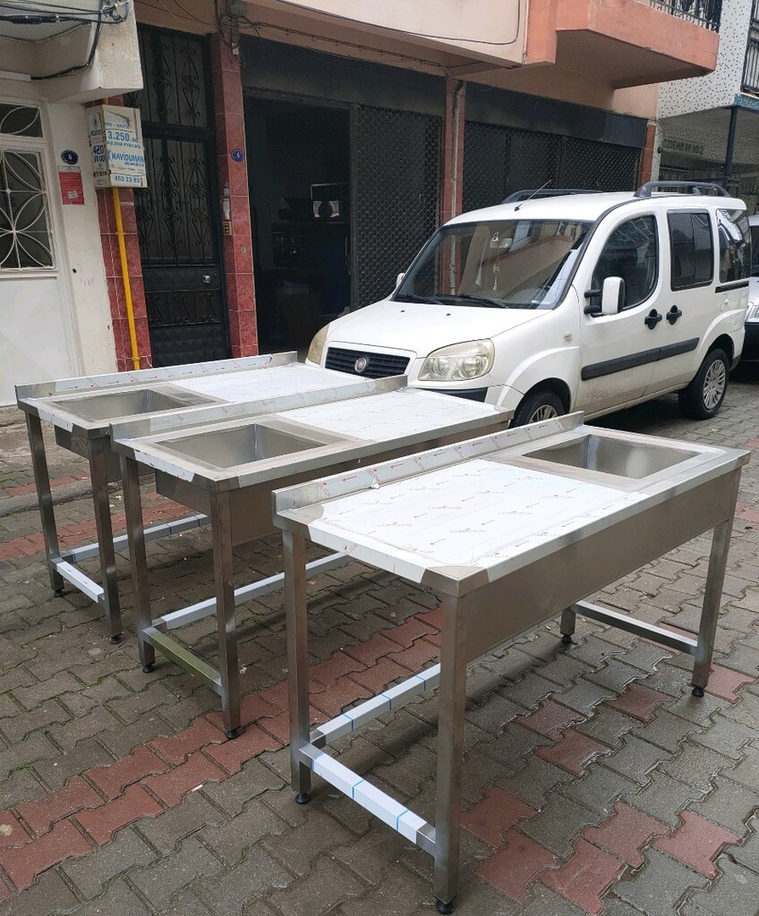 krom evye bulaşık yıkama lavabosu krom eviye tezgah hazır mutfak - 10