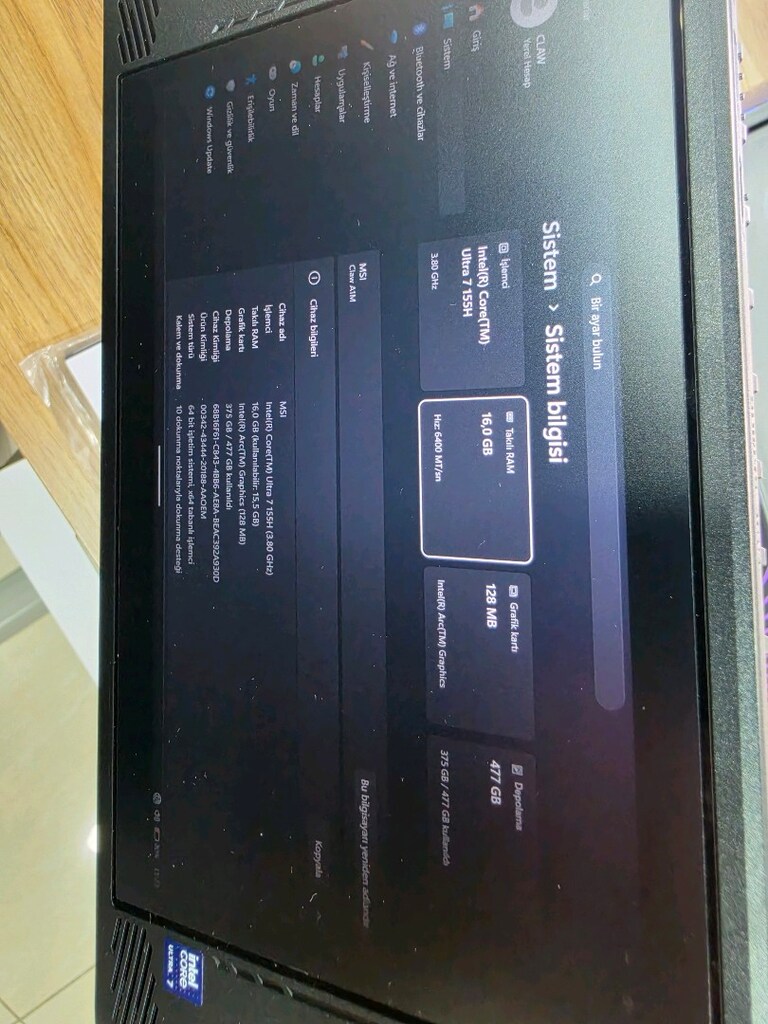 MSI CLAW Taşınabilir Oyun Konsolu [Oyun Dolu] - 13