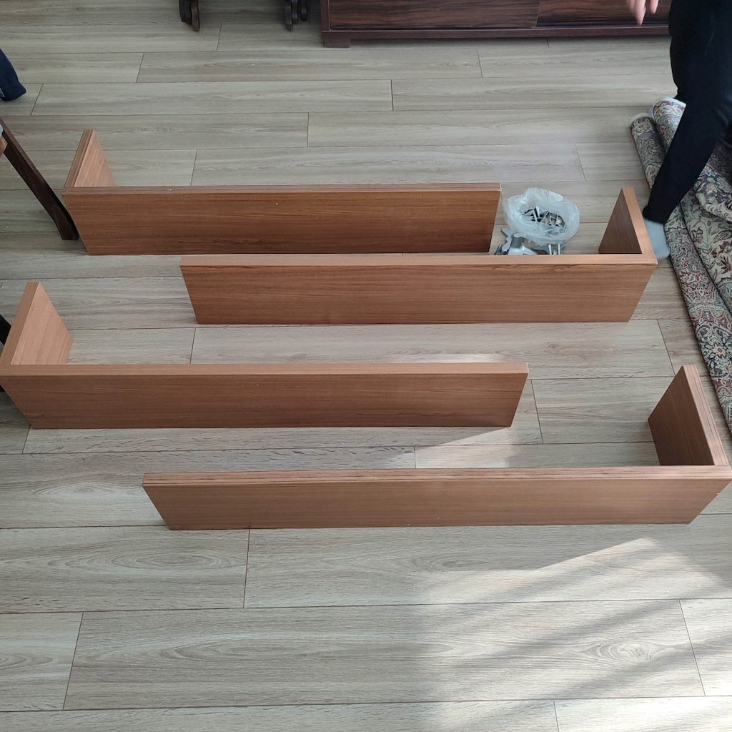 Teak MDF özel yapım Raf Kitaplık - 6