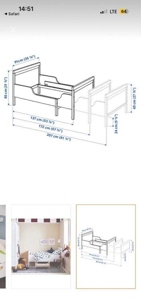 ACİL IKEA UZAYABİLEN ÇOCUK KARYOLASI BEYAZ - 2