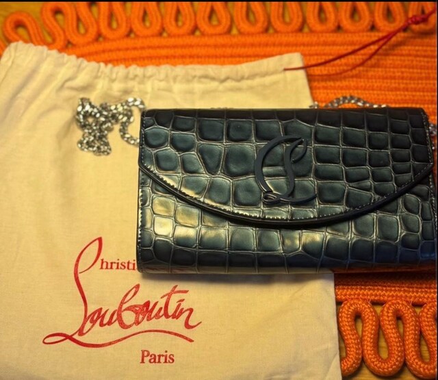 Christian Louboutin Crocodile Embossed Lacivert