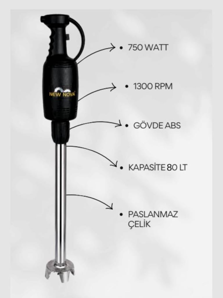 Süper Mikser Sanayi Tipi El Blender ve El Mikseri, S60, 60 cm - 3