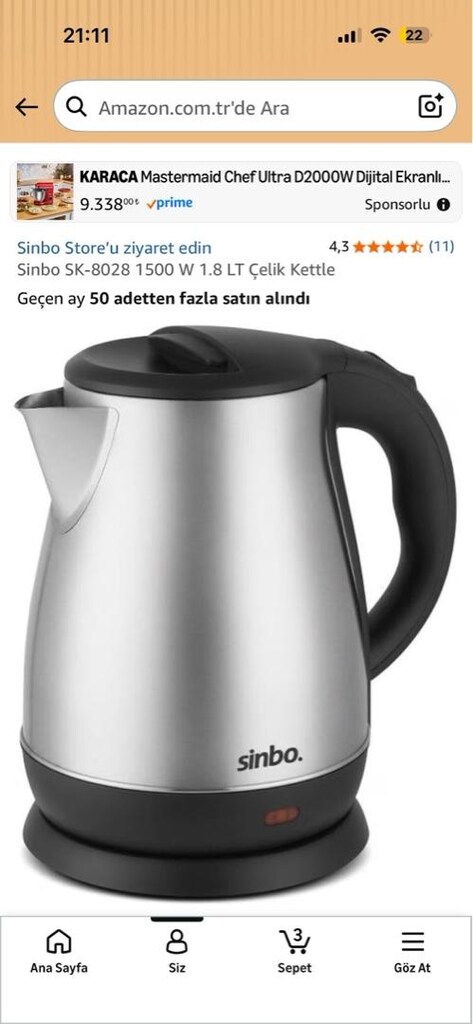 Sıfır Kutulu Faturalı Sinbo Kettle - 2