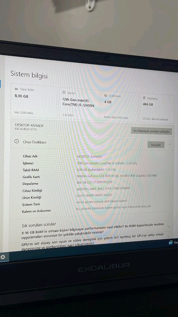 Casper Excalıbur dizüstü bilgisayar - 6