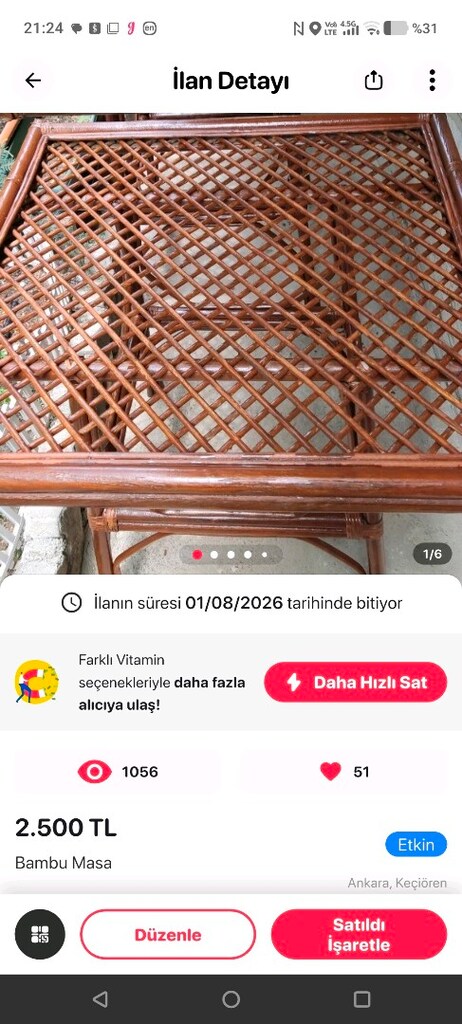 Masa sandelye takımı ( Sıfır Ürün) - 18